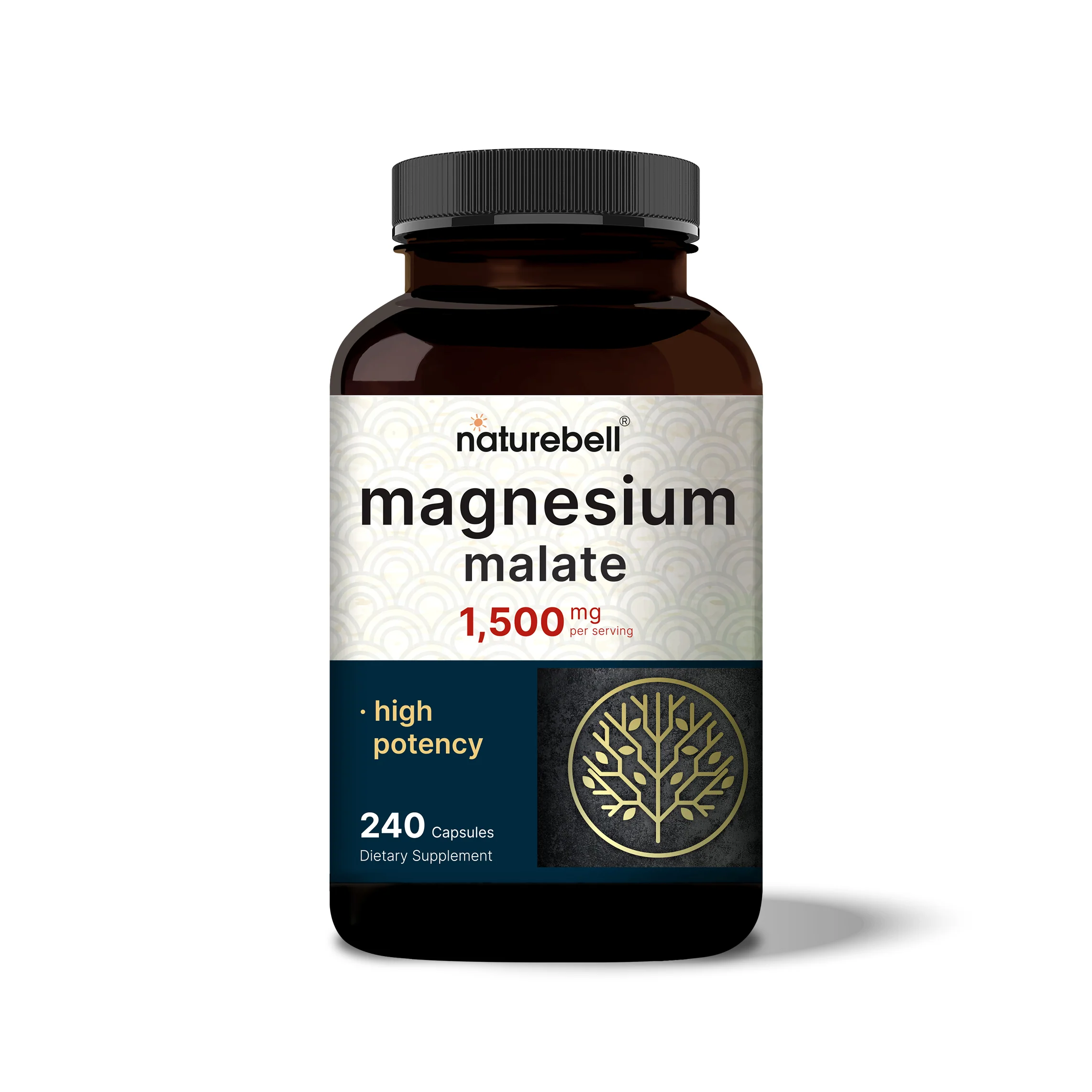 NatureBell Magnesium Malate - 1,500mg - 240 Capsules