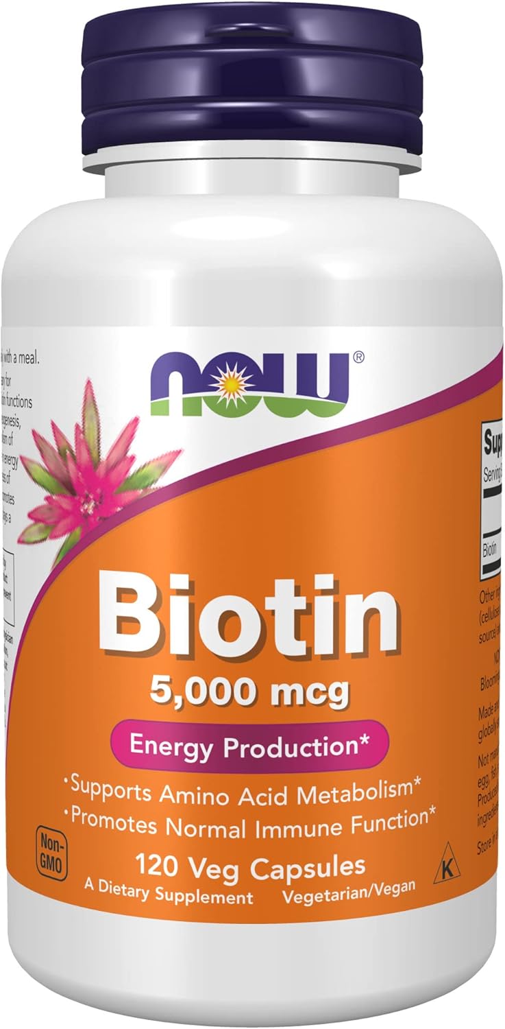NOW Biotin - 5,000mcg - 120 Veg Capsules
