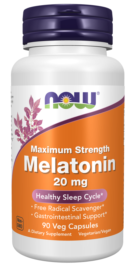 NOW Maximum Strength Melatonin - 20mg - 90 Veg Capsules