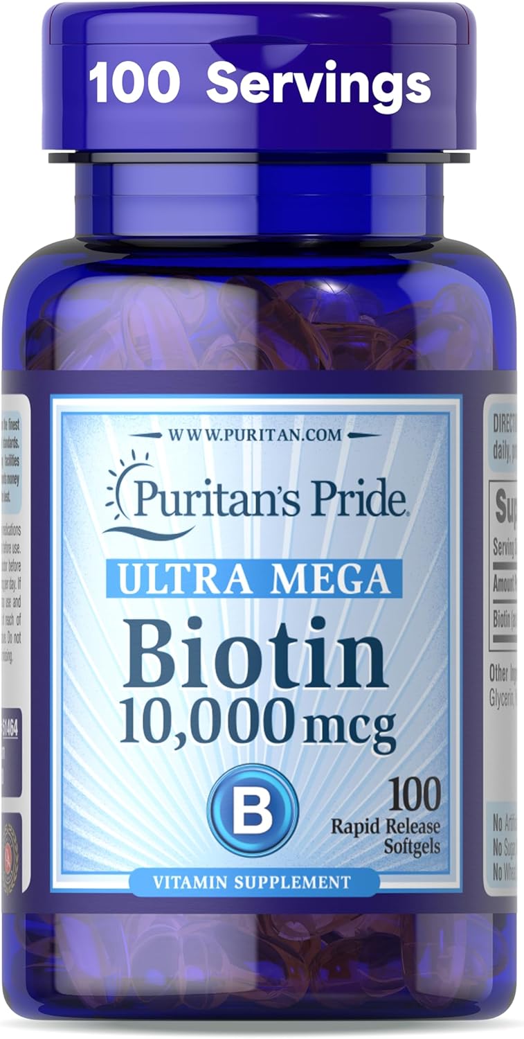 Puritans Pride Biotin - 10,000mcg - 100 Softgels